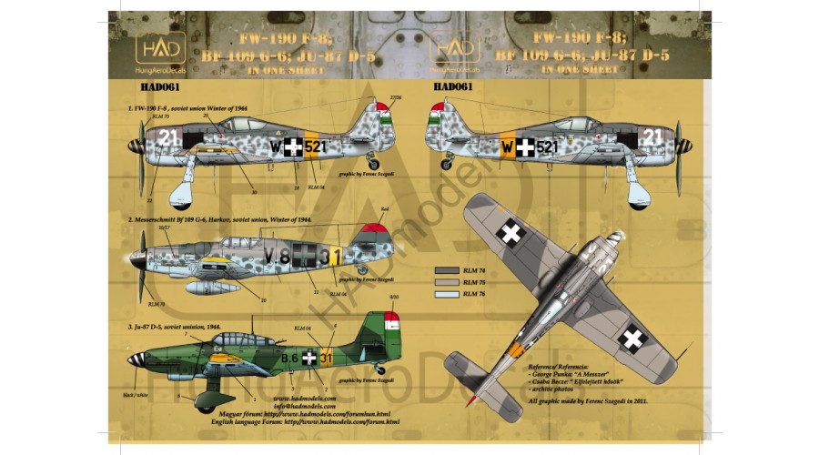 HAD - Bf 109, Ju-87D, Fw 190 F-8 HAD - Bf 109, Ju-87D, Fw 190 F-8