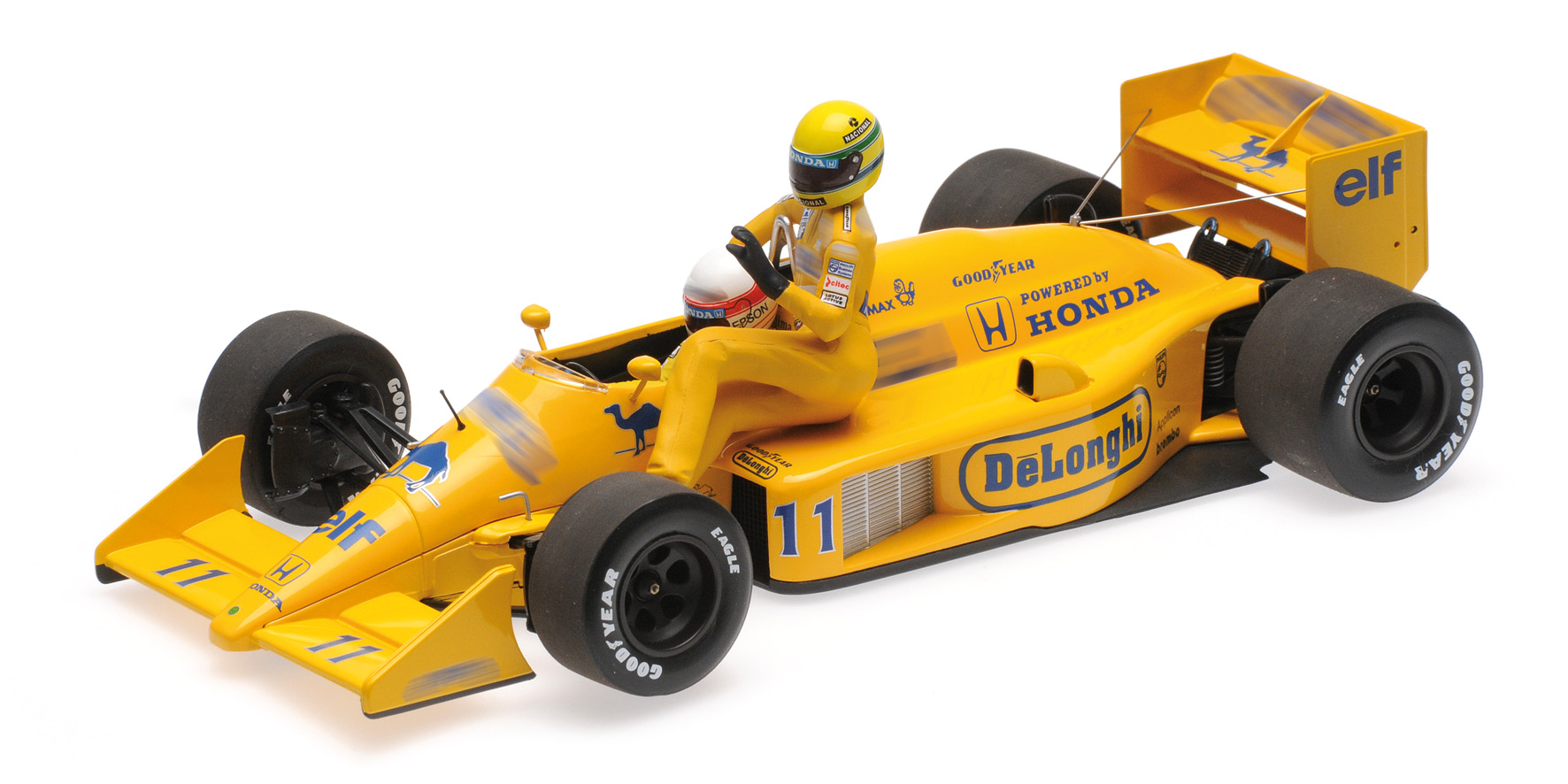 Minichamps - LOTUS HONDA 99T - AYRTON SENNA RIDING ON SATORU NAKAJIMA S CAR - ITALIAN GP 1987 Minichamps - LOTUS HONDA 99T - AYRTON SENNA RIDING ON SATORU NAKAJIMA S CAR - ITALIAN GP 1987