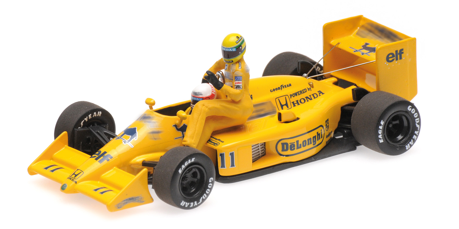 Minichamps - LOTUS HONDA 99T - AYRTON SENNA RIDING ON SATORU NAKAJIMA S CAR - ITALIAN GP 1987 Minichamps - LOTUS HONDA 99T - AYRTON SENNA RIDING ON SATORU NAKAJIMA S CAR - ITALIAN GP 1987